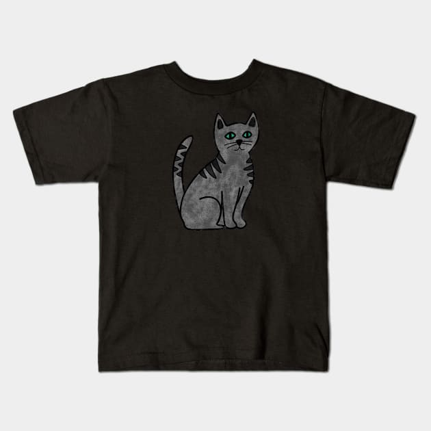 Gray Tabby Cat Kids T-Shirt by Kelly Louise Art